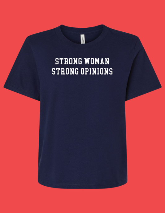 Madame Premier Strong Woman Strong Opinions Women's Boxy Fit Navy T-Shirt
