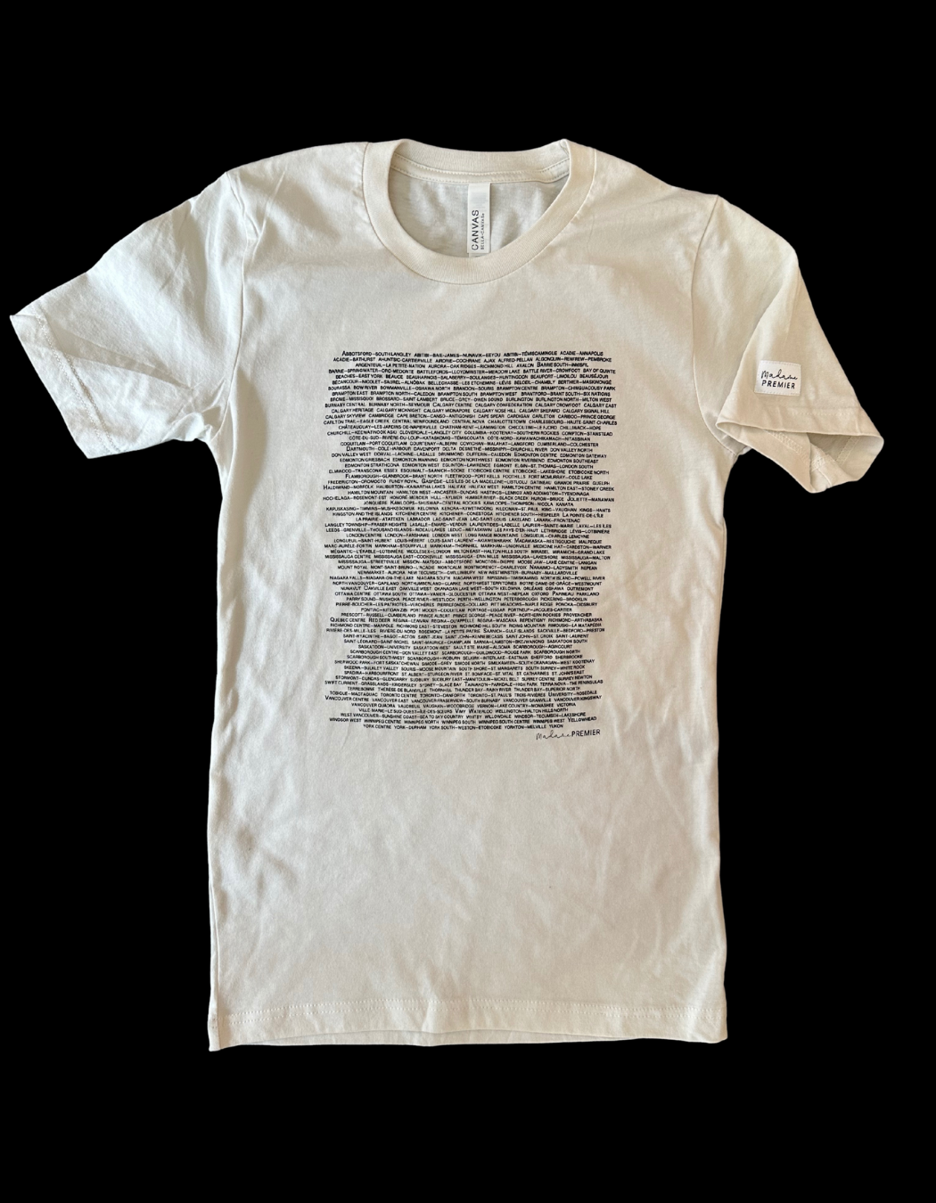 Madame Premier 2025 343 Canadian Federal Ridings Alphabetical Adult T-Shirt