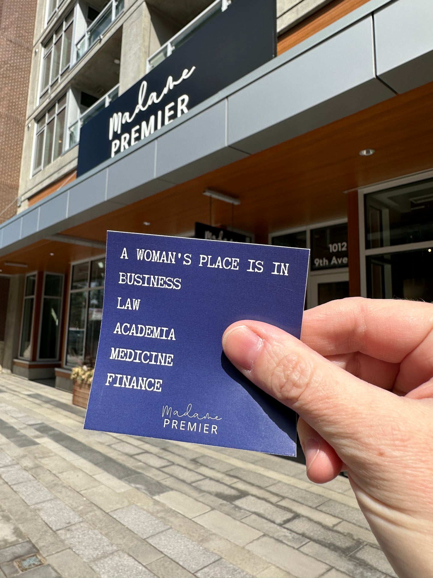Madame Premier A Woman's Place Is In Business Navy Sticker
