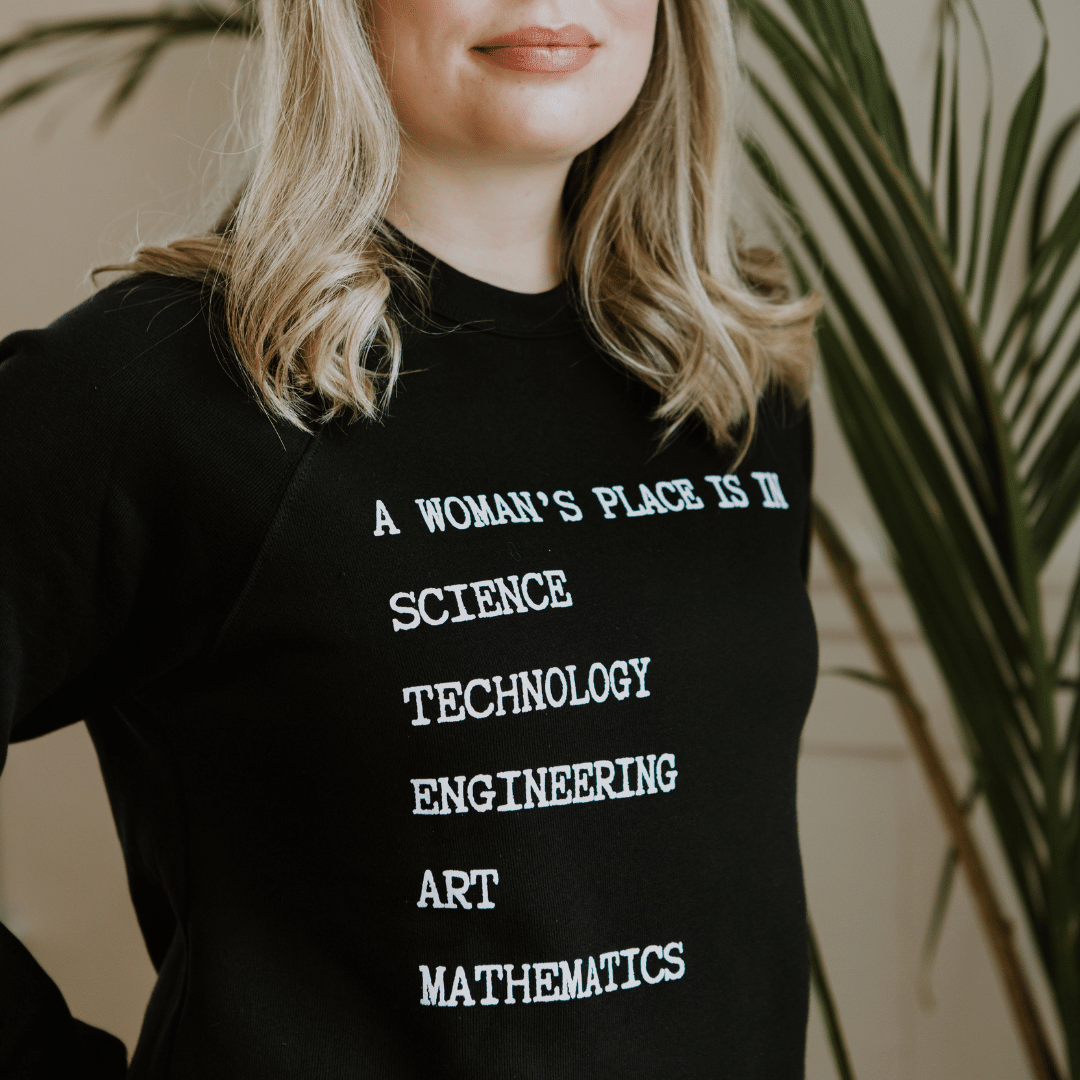 Madame Premier A Woman's Place Is In Science Adult Crewneck Sweater