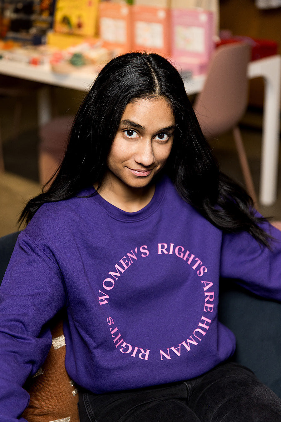 Madame Premier Women's Rights Are Human Rights Maroon Purple Adult Crewneck Sweater