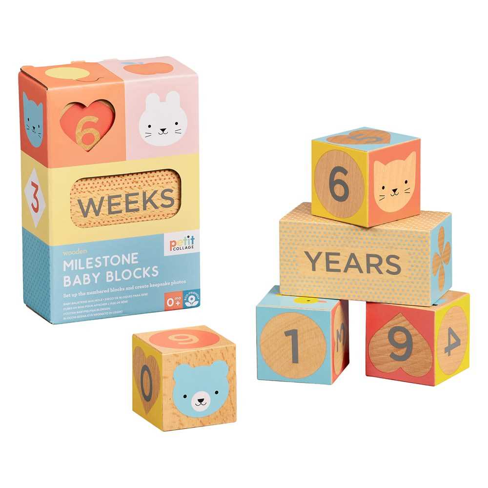 Wooden Milestone Baby Blocks