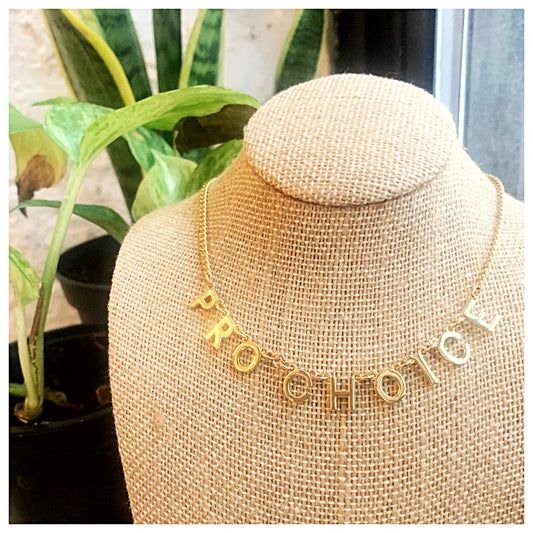 Pro-Choice Feminist Brass Necklace