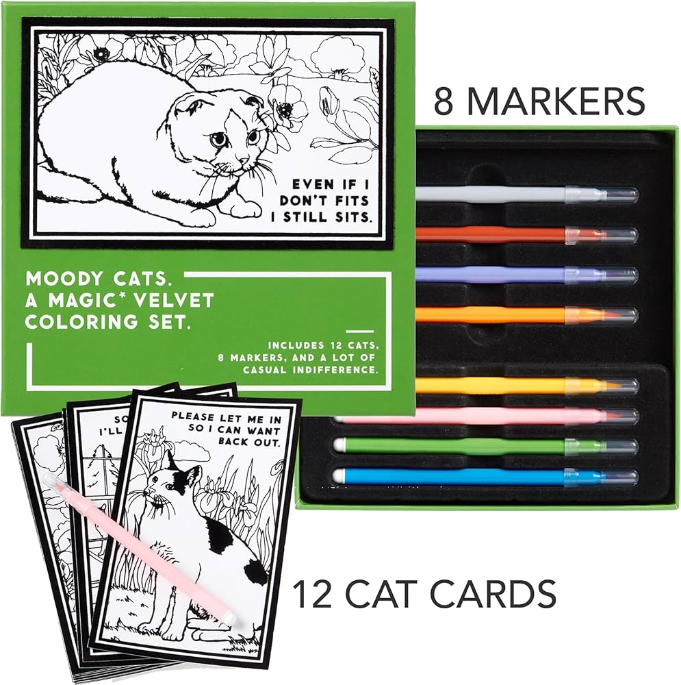 Moody Cats Velvet Colouring Set